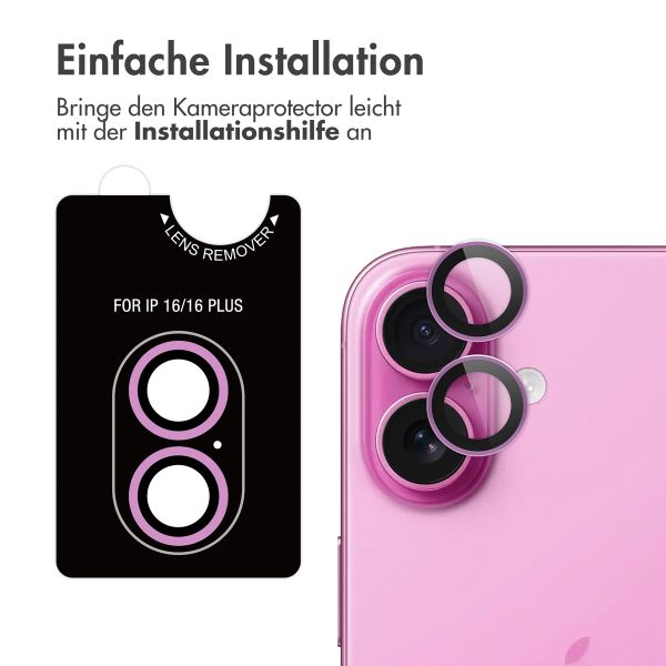 imoshion 2er-Pack Objektivschutz für Kamera für das Apple iPhone 16 / 16 Plus - Rosa