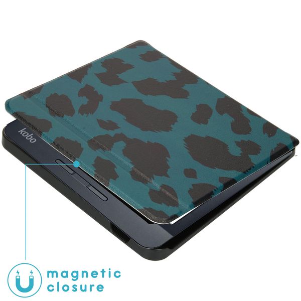 imoshion Design Slim Hard Sleepcover mit Stand für das Kobo Libra H2O -Green Leopard