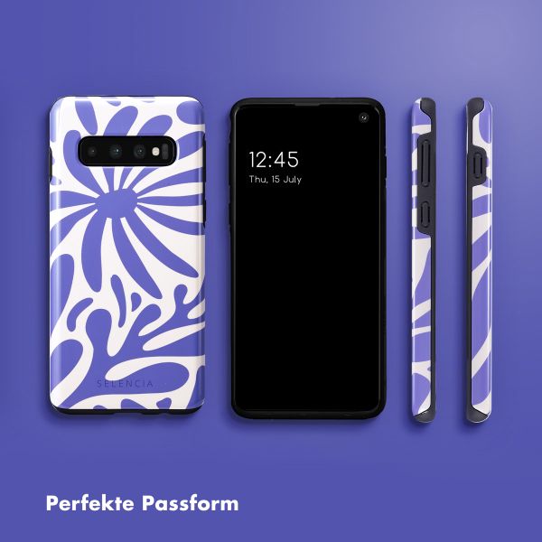 Selencia Vivid Tough Back Cover für das Samsung Galaxy S10 - Modern Bloom Sapphire Blue