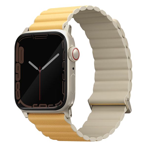 Uniq Revix Premium Edition doppelseitiges Armband für die Apple Watch Series 1 bis 9 / SE (38/40/41 mm) | Series 10 (42 mm) - Elfenbein/Kanariengelb