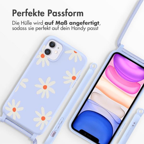 imoshion Silikonhülle design mit Band für das iPhone 11 - Lila Flower Distance