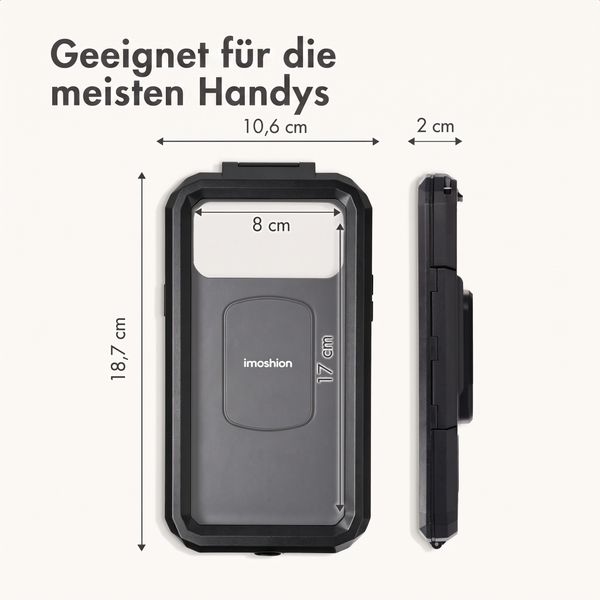 imoshion Premium Fahrrad-Handyhalterung - Spritzwassergeschützt - 360° drehbar - Universal - Schwarz