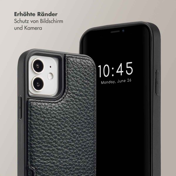 Selencia Nova Back Cover mit Kordel und Kartenhalter für das iPhone 12 (Pro) - Schwarz