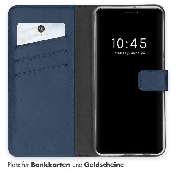 Selencia Luxuriöse 2-in-1-Portemonnaie-Klapphülle Leder für das iPhone 13 - Blau