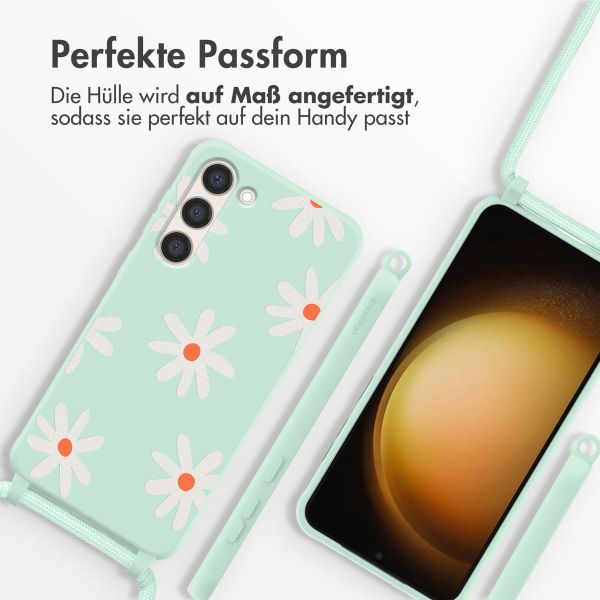 imoshion Silikonhülle design mit Band für das Samsung Galaxy S23 - Green Flower Distance