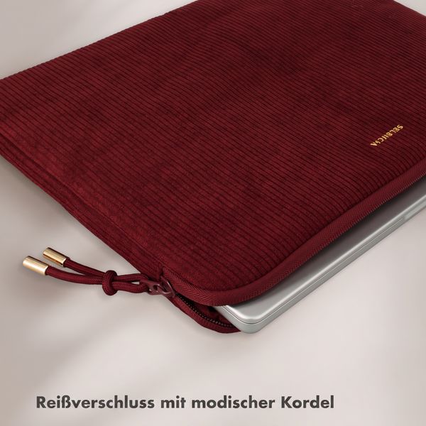 Selencia Cord Laptop Hülle 15-16 Zoll - Laptop Sleeve - Deep Burgundy