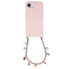 Selencia Rivièra MagSafe Backcover mit abnehmbaren Haken für das Apple iPhone 17e / 16e - Sorbet Pink + Chain Charm - Silver