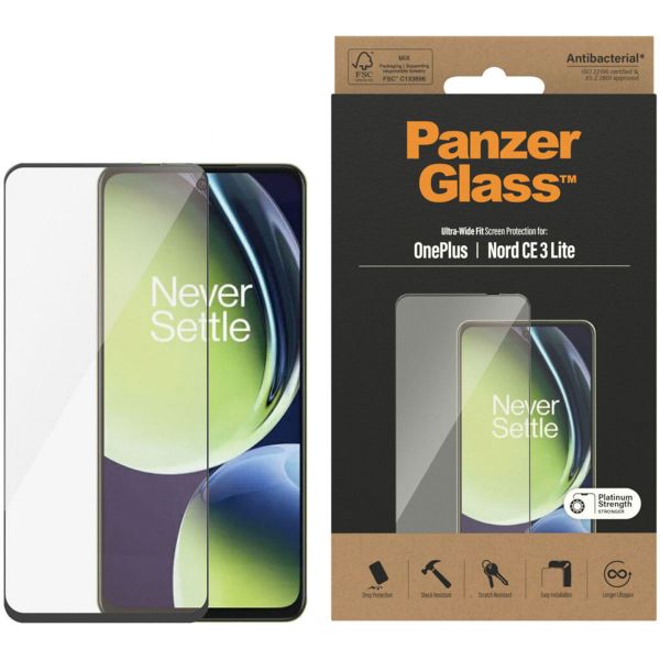 PanzerGlass Ultra-Wide Fit Antibakterieller Displayschutz für das OnePlus Nord CE 3 Lite