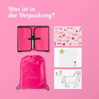 imoshion Reisetisch - Tablethalter Auto - 7 Aufbewahrungsfächer - Inklusive 2 Malvorlagen - Rosa