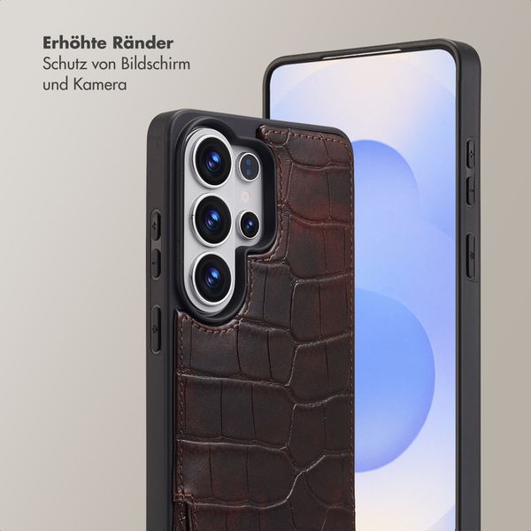 Selencia Nova Croco HandyHülle mit Kordel und Kartenhalter Samsung Galaxy S26 Ultra - Choco Brown
