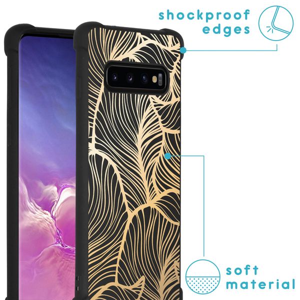 imoshion Design Hülle mit Band für das Samsung Galaxy S10 Plus - Golden Leaves