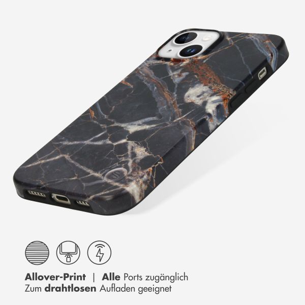 Selencia Aurora Fashion Back Case für das iPhone 15 Plus - Strapazierfähige Hülle - 100% recycelt - Schwarzen Marmor