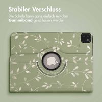 imoshion 360° drehbare Design Klapphülle Apple iPad Pro 11 (2022 / 2021 / 2020 / 2018) - Green Flowers
