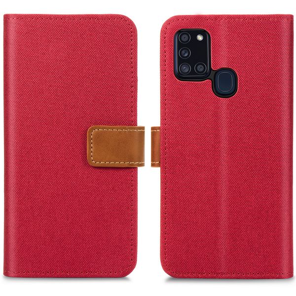 imoshion Luxuriöse Canvas-Klapphülle Samsung Galaxy A21s - Rot