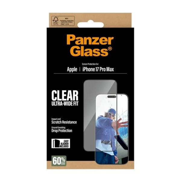 PanzerGlass Ultra-Wide Fit Antibakterieller Displayschutz mit Applikator Apple iPhone 17 Pro Max