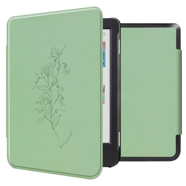 imoshion Design Slim Hard Case Sleepcover für das Kobo Clara Colour / Kobo Clara BW - Floral Green