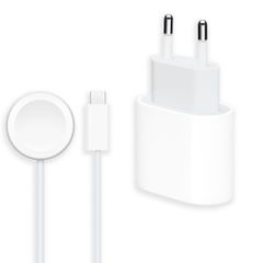 Apple Apple Watch Set | USB-C Power Adapter 20 Watt + USB-C Schnellladekabel für Apple Watch - 1 Meter - Weiß