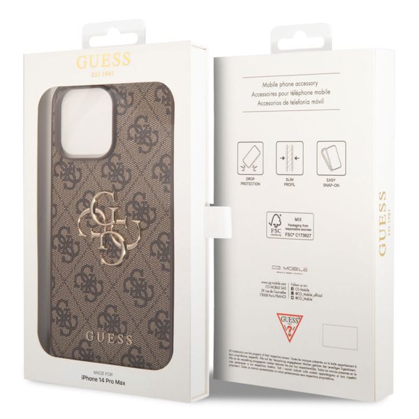 Guess 4G Metal Logo Back Cover Apple iPhone 14 Pro Max - Braun