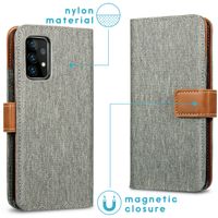 imoshion Luxuriöse Canvas-Klapphülle Samsung Galaxy A72 - Grau