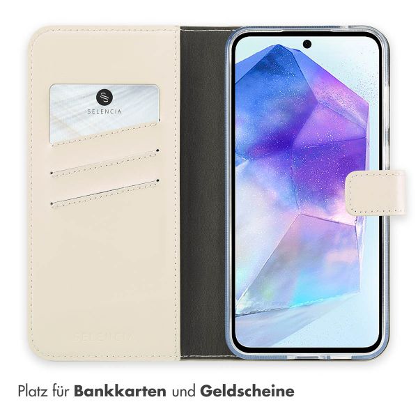 Selencia Echtleder Klapphülle Samsung Galaxy A55 - Greige
