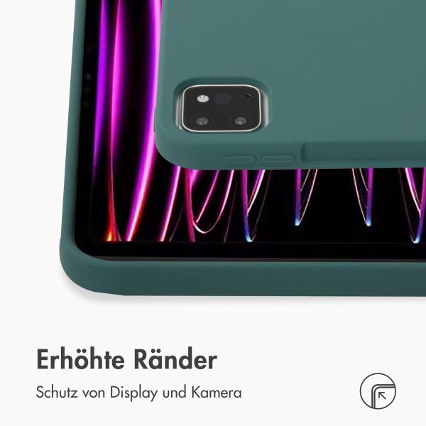 Accezz Liquid Silicone Back Cover mit Stifthalter Apple iPad Pro 11 (2022 / 2021 / 2020 / 2018) - Dunkelgrün