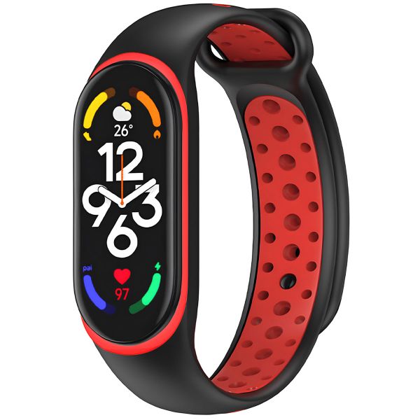 imoshion Silikonband Sport für das Xiaomi Mi Band 7 - Schwarz / Rot