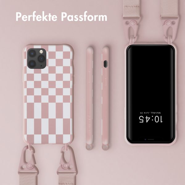 Selencia SilikonHülle design mit abnehmbarem Band Apple iPhone 11 Pro - Irregular Check Sand Pink