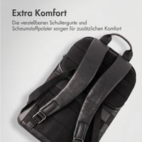Accezz Leather Laptop Rucksack 16 Zoll - Schwarz