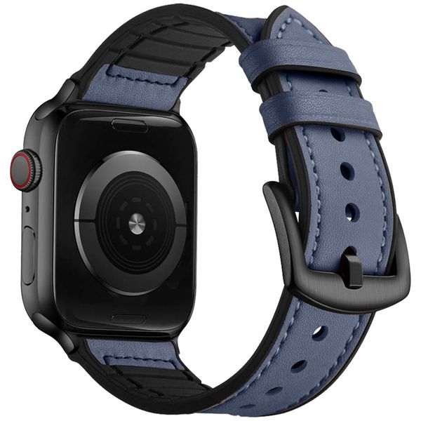 imoshion Echtes Lederband für die Apple Watch Series 1 bis 10 / SE / Ultra (2) (44/45/46/49 mm) - Blau