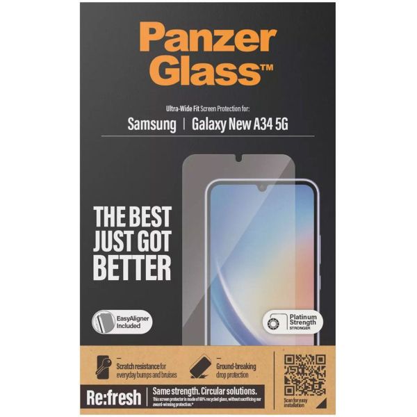 PanzerGlass Refresh Ultra-Wide Fit Anti-Bacterial Screenprotector für das Samsung Galaxy A35