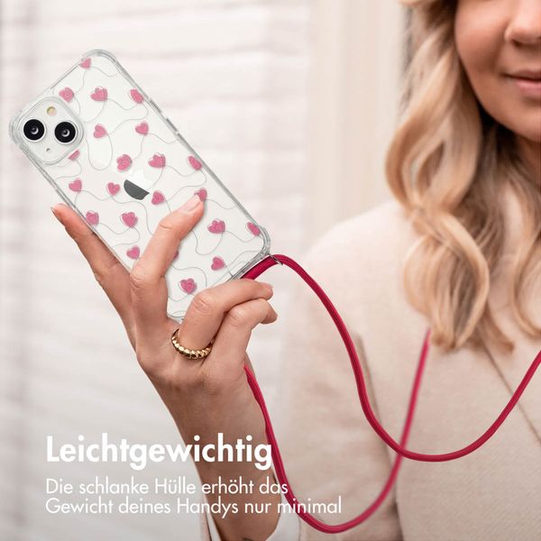imoshion Design Hülle mit Band Apple iPhone 14 - Dusty Rose Connected Hearts