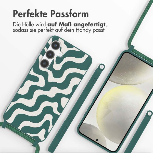 imoshion SilikonHülle design mit Band Samsung Galaxy S24 - Petrol Green Groovy
