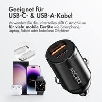 Accezz Autoladegerät | Schnellladegerät mit 2 Ports - USB-A 30 Watt + USB-C 65 Watt - Schwarz