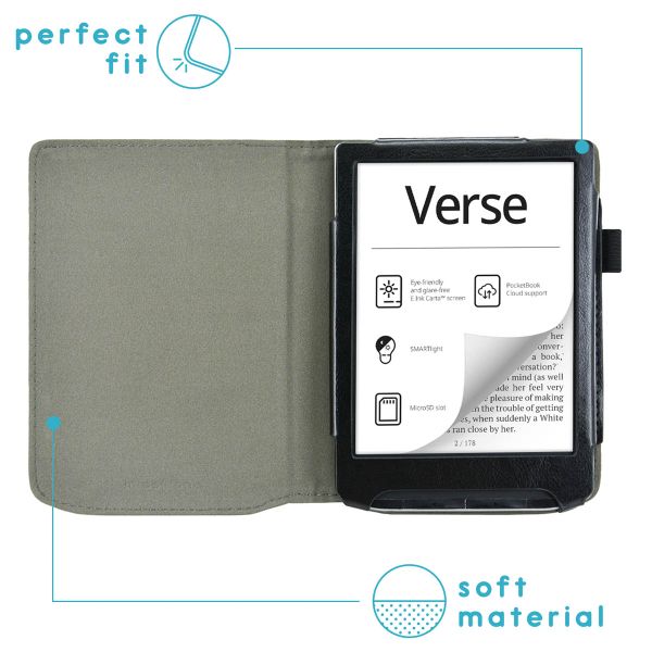 imoshion Vegan Leather Klapphülle Pocketbook Verse / Verse Pro / Verse Pro Color / Vivlio Light / Light HD - Schwarz