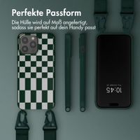 Selencia SilikonHülle design mit abnehmbarem Band Apple iPhone 15 Pro Max - Irregular Check Green