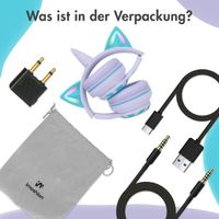 imoshion Kids Unicorn LED Light Bluetooth Kopfhörer - Kinderkopfhörer mit Dezibelbegrenzer - Drahtloser Kopfhörer + AUX-Kabel - Lavender Lilac / Soft Blue