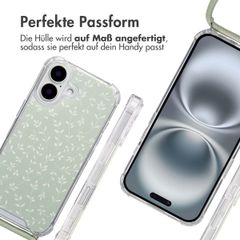 imoshion Design Hülle mit Band Apple iPhone 16 - Smoke Green Flowers