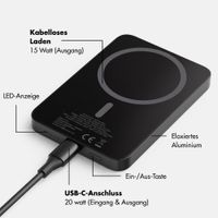 Selencia Vivid Powerbank 5.000 mAh - MagSafe und Qi - Black / Bonbon Stripe Blueberry