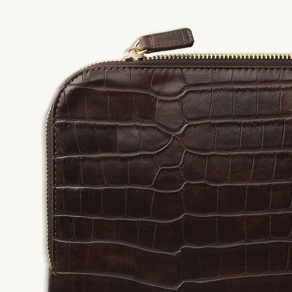 Selencia Croco Laptop Hülle 11 Zoll - Laptop Sleeve - Choco Brown