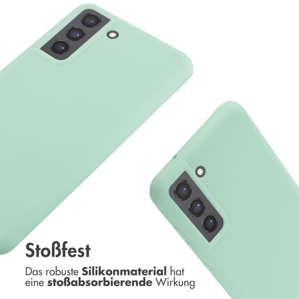 imoshion Silikonhülle mit Band für das Samsung Galaxy S21 FE - Mintgrün