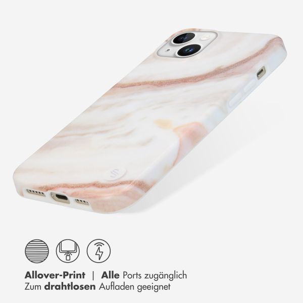 Selencia Aurora Fashion Back Case für das iPhone 15 Plus - Strapazierfähige Hülle - 100% recycelt - Weißer Marmor