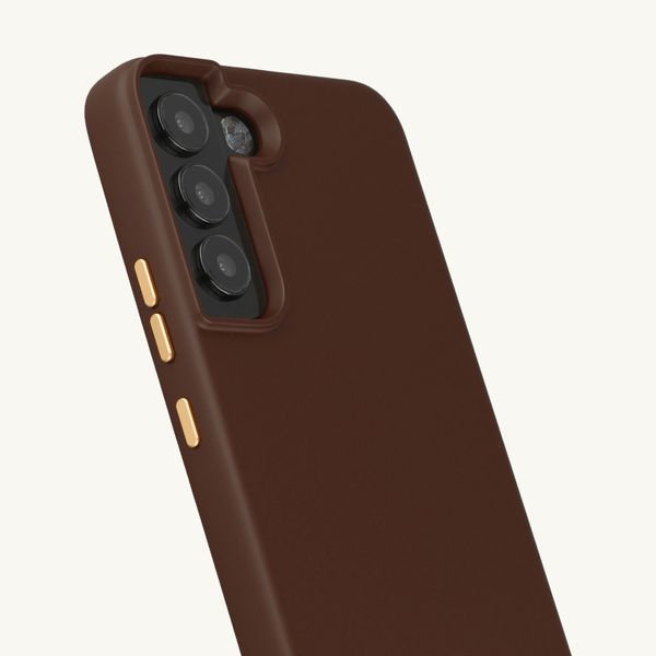 Selencia Rivièra Backcover mit MagSafe mit abnehmbaren Haken Samsung Galaxy S22 - Choco Brown