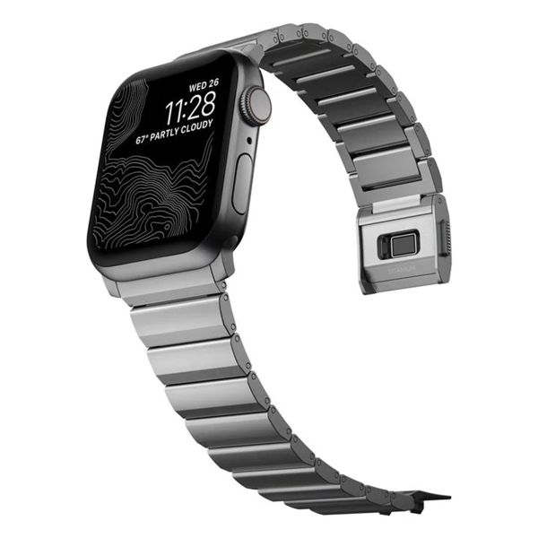 Nomad Titan-Gliederarmband für das  Apple Watch Series 1 t/m 11 / SE / Ultra (44/45/46/49 mm) - Silver