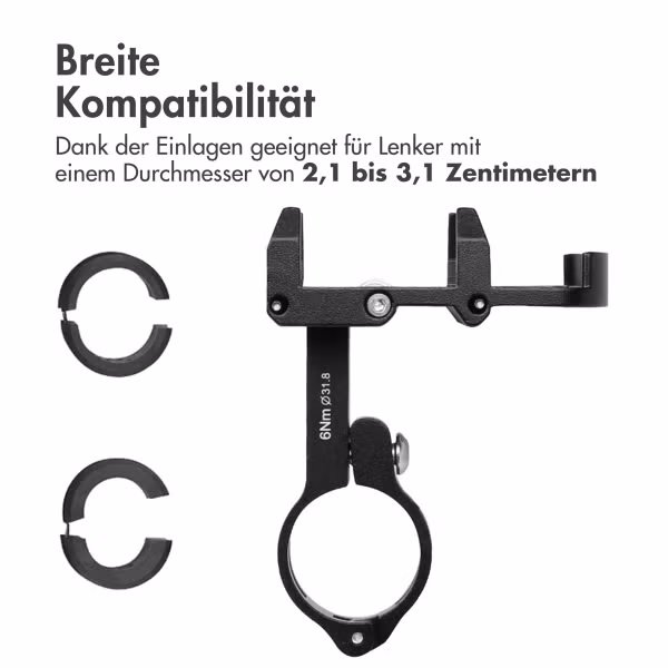 imoshion Handyhalterung für Fahrrad und Motorrad - Aluminium - Leicht - Verstellbar - Schwarz