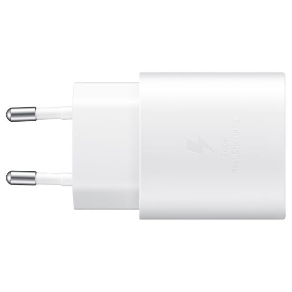 Samsung Ladebündel | Original USB-C-zu-USB-C-Kabel - 1.8 meter - 25 Watt - Weiß + Original Fast Charging Adapter USB-C Oplader - in Fabrikverpackung - 25 Watt - Weiß