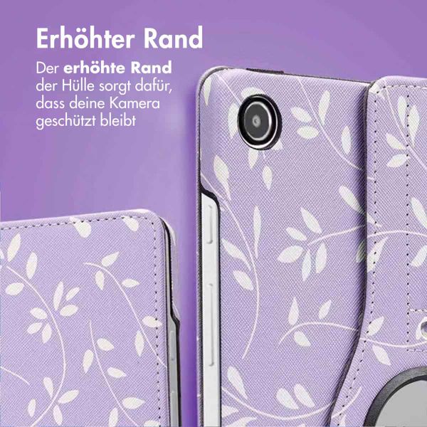 imoshion 360° drehbare Design Klapphülle Samsung Galaxy Tab A9 Plus - Lavender Flowers