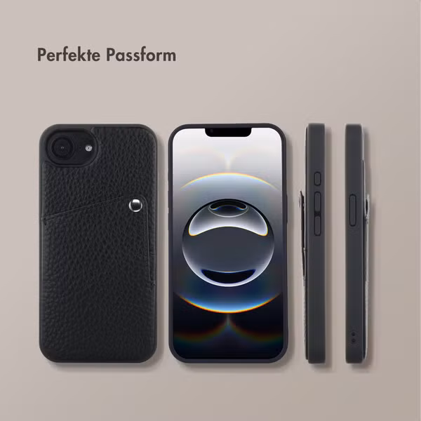 Selencia Riva Back Cover mit Kartenfach Apple iPhone 16e - Schwarz