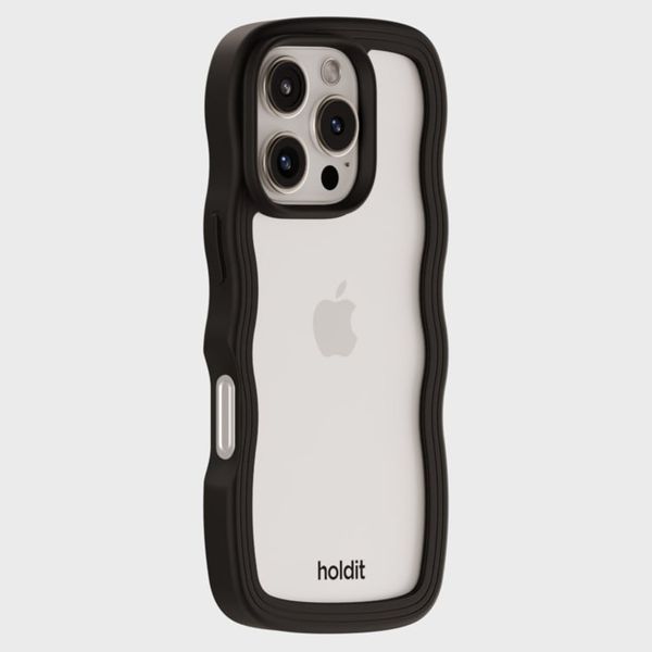 Holdit Wavy Case für das iPhone 16 Pro - Black / Transparent