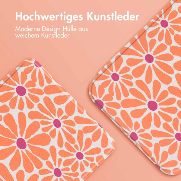 imoshion Design Slim Hard Case Sleepcover mit Stand für das Kobo Libra Colour / Tolino Vision Color - Orange Flowers Connect