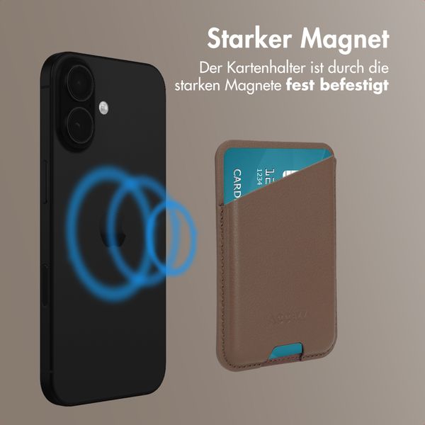 Accezz Magnetischer Lederkartenhalter - Geeignet für Apple Find My - Coffee Brown